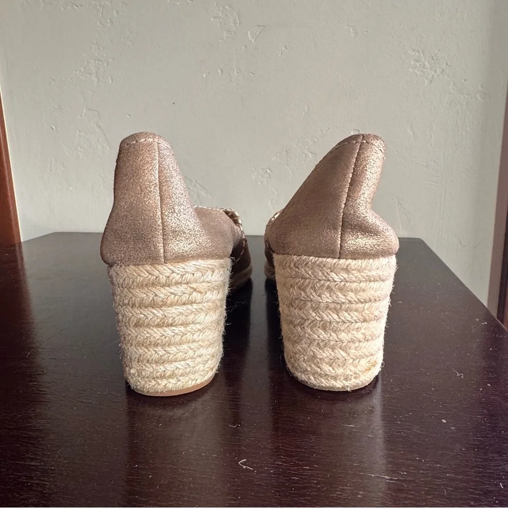 Jack Rogers Gold Palmer Espadrille Wedge Sandals